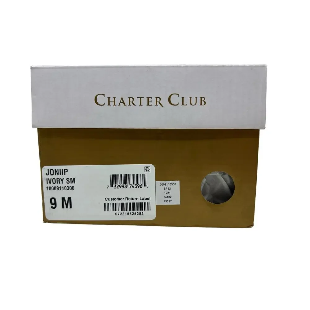 Charter Club Jonip Ivory Laser Cut Faux Leather Espadrilles 9